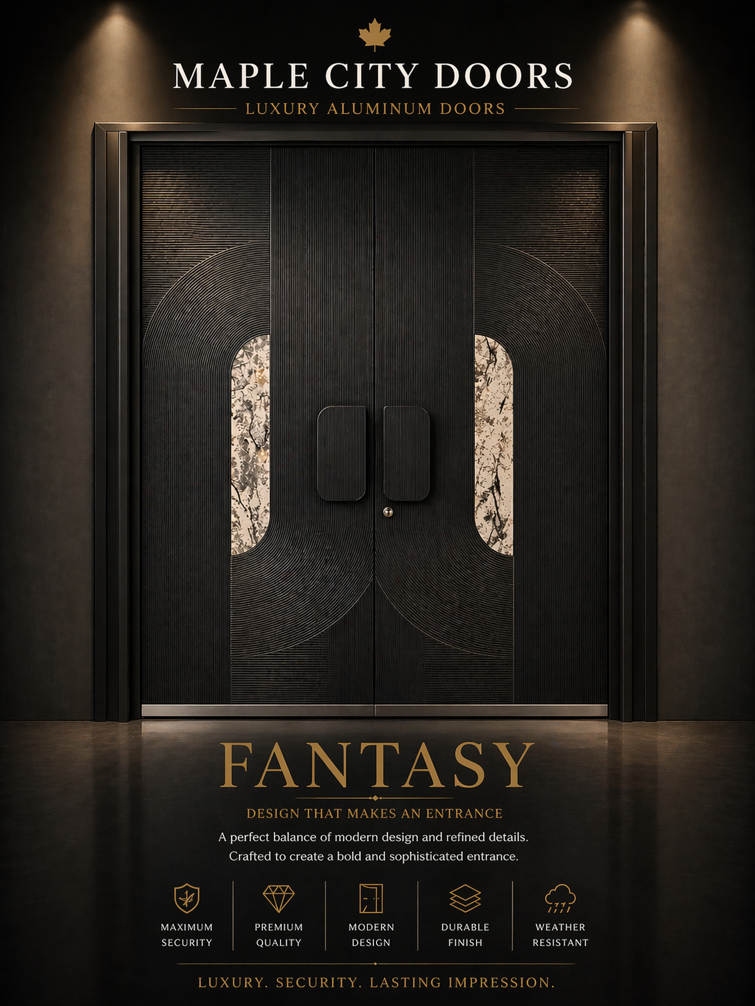 Maple city Door  Double Aluminum Door, FANTASY